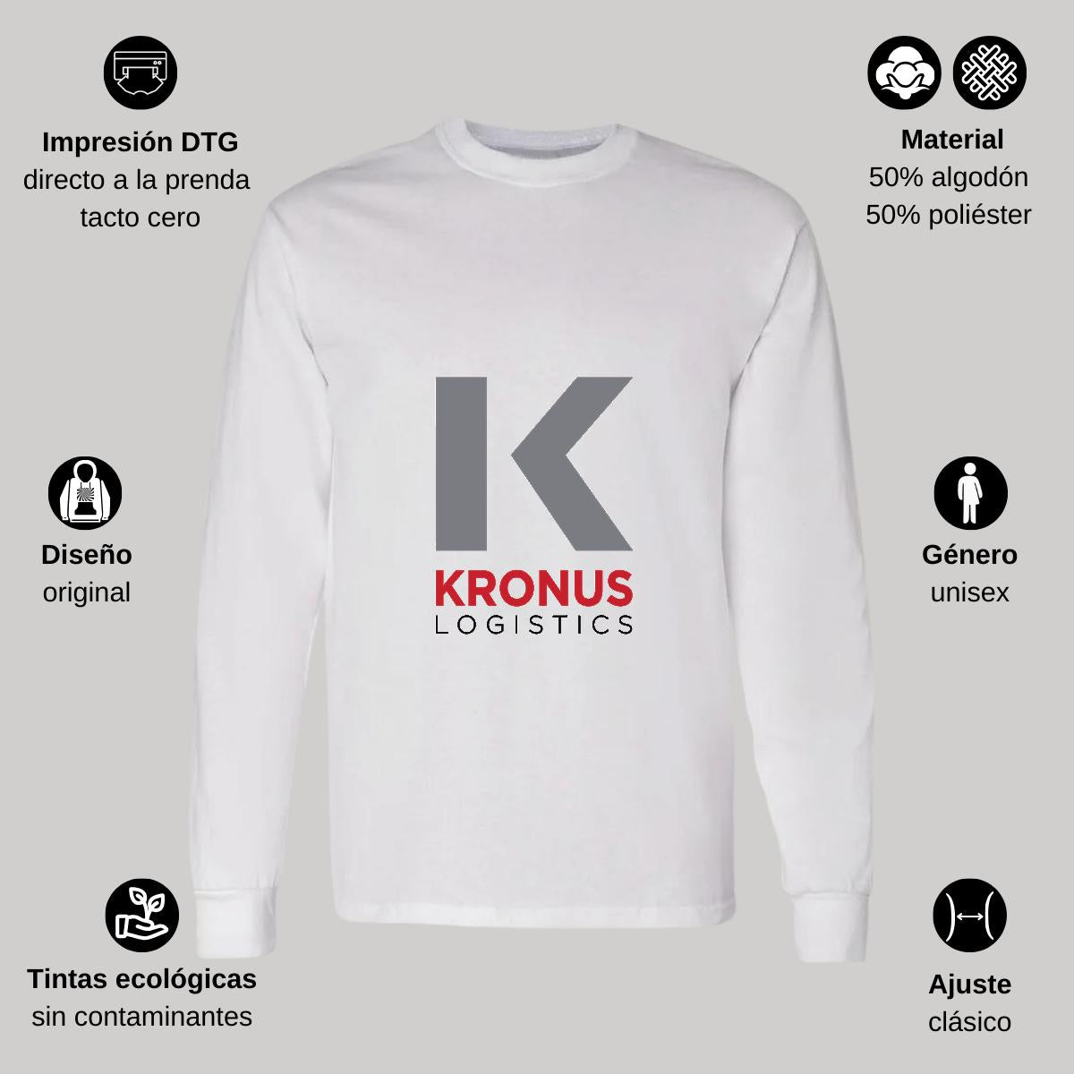 Playera Manga Larga Algodón Blanco Logo