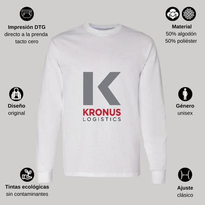 Playera Manga Larga Algodón Blanco Logo