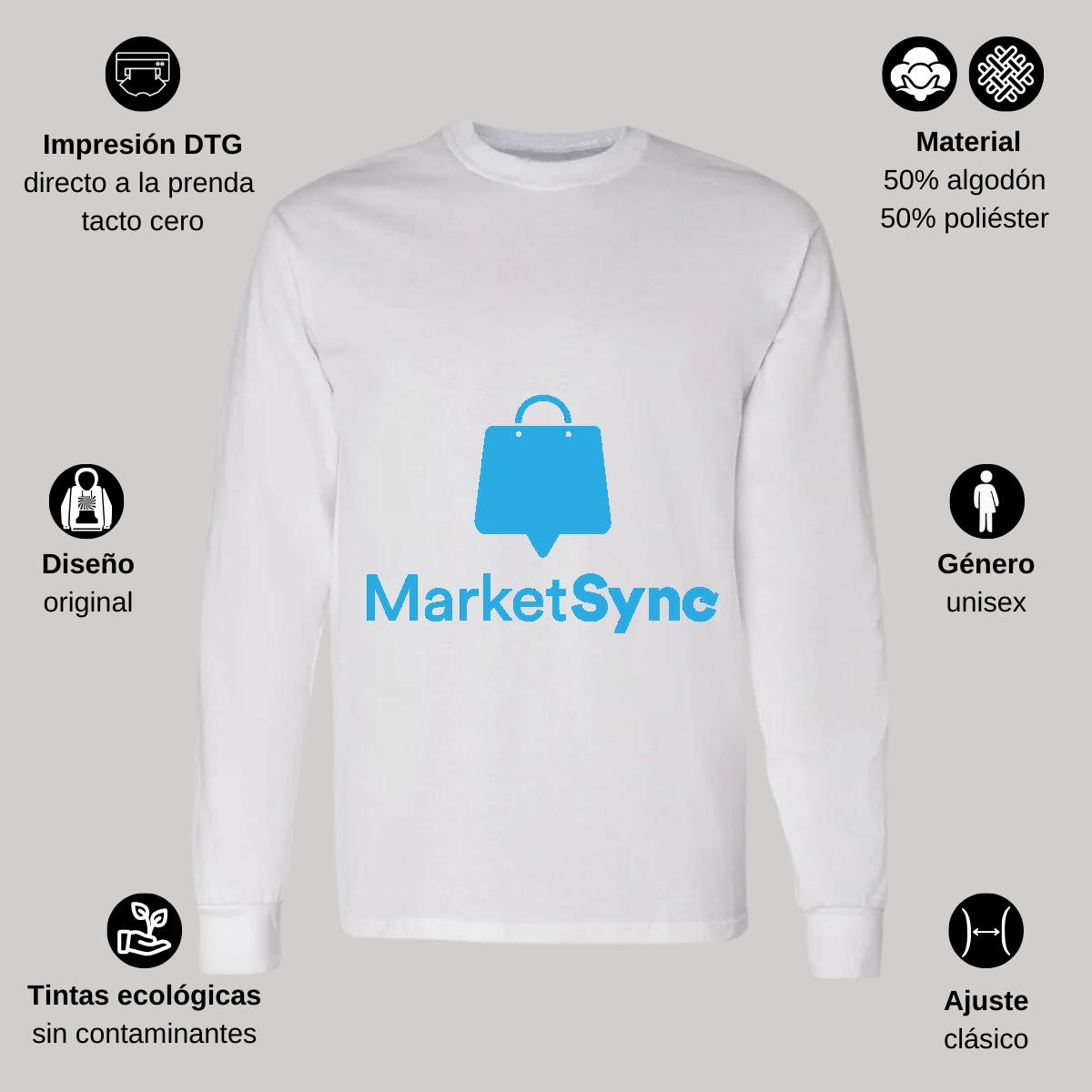 Playera Manga Larga Algodón Blanco Logo