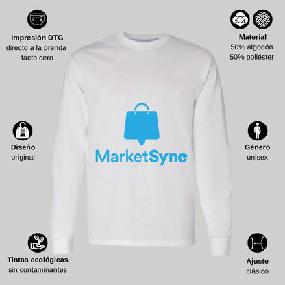 Playera Manga Larga Algodón Blanco Logo
