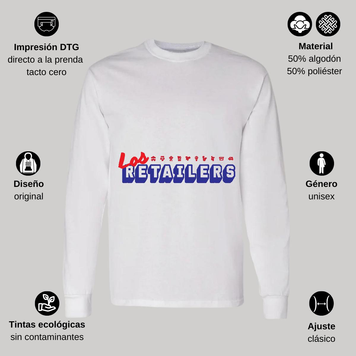 Playera Manga Larga Algodón Blanco Logo