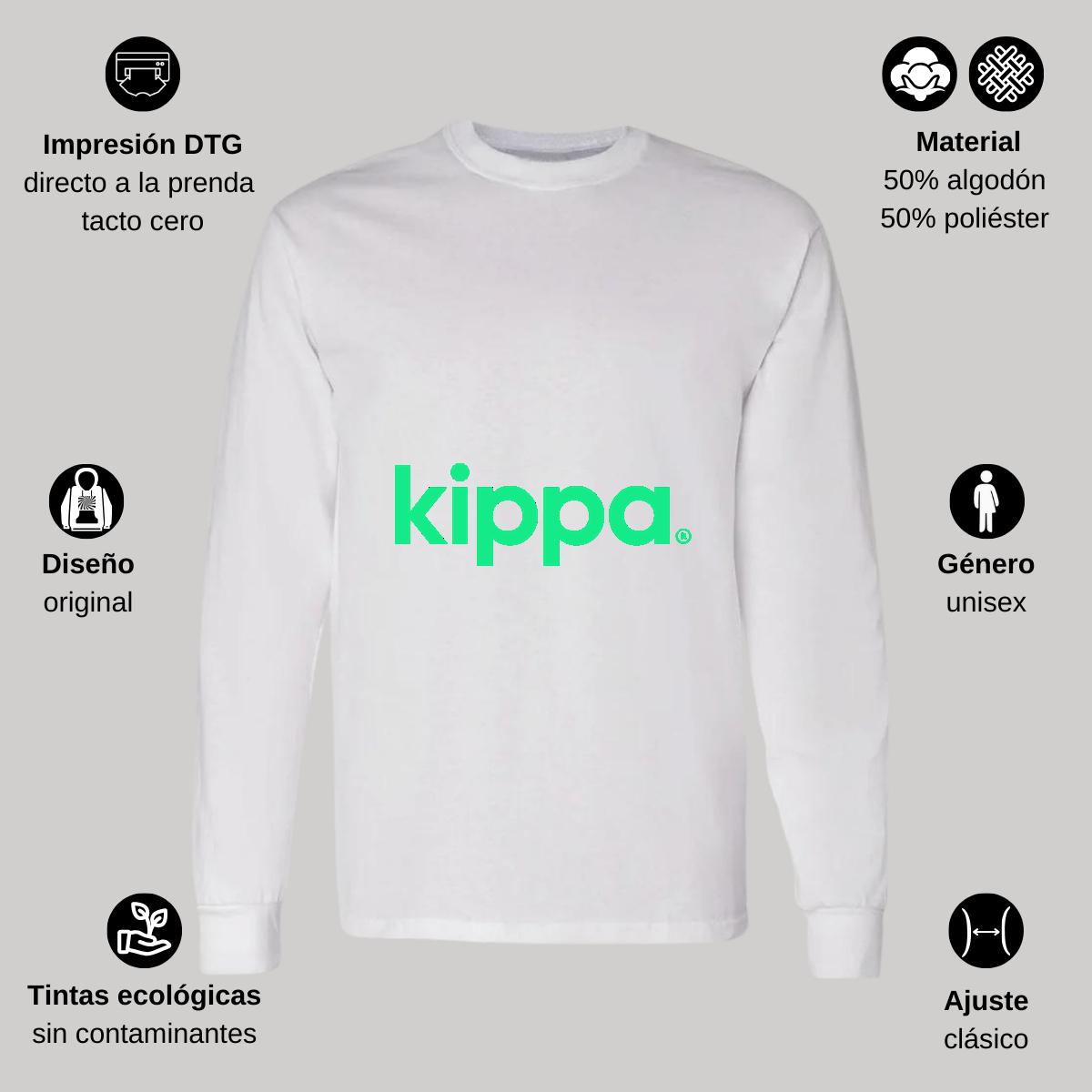 Playera Manga Larga Algodón Blanco Logo
