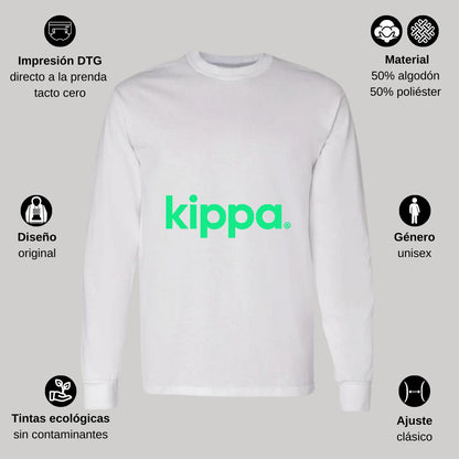 Playera Manga Larga Algodón Blanco Logo