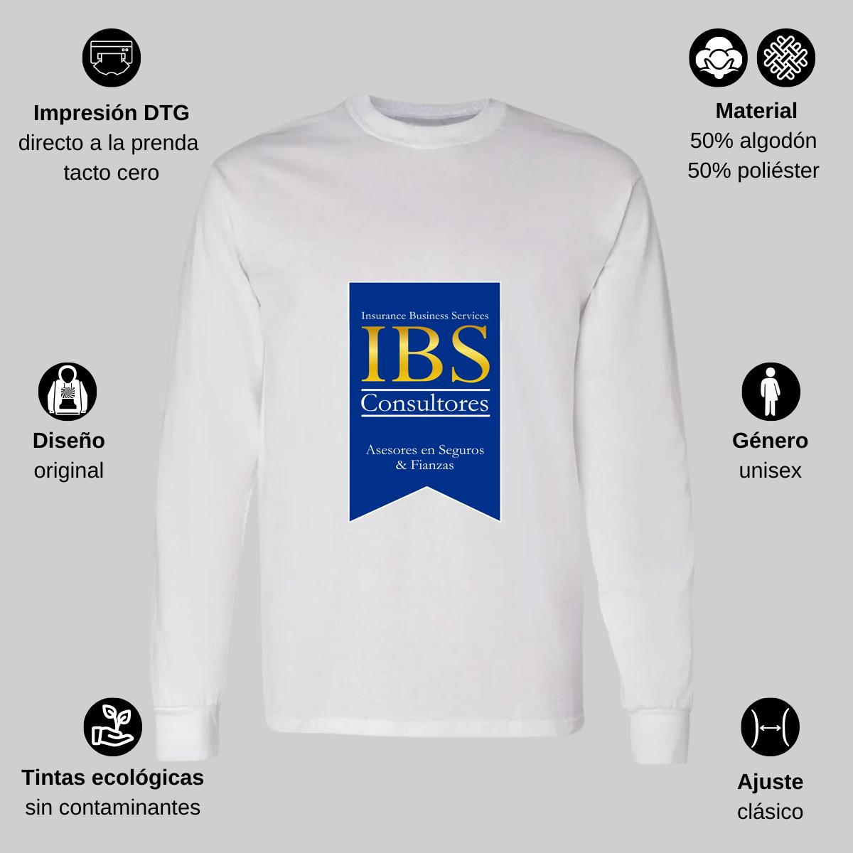 Playera Manga Larga Algodón Blanco Logo