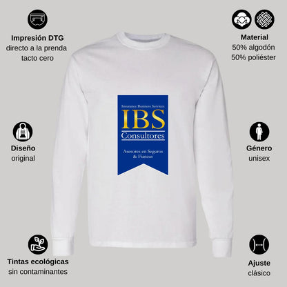 Playera Manga Larga Algodón Blanco Logo