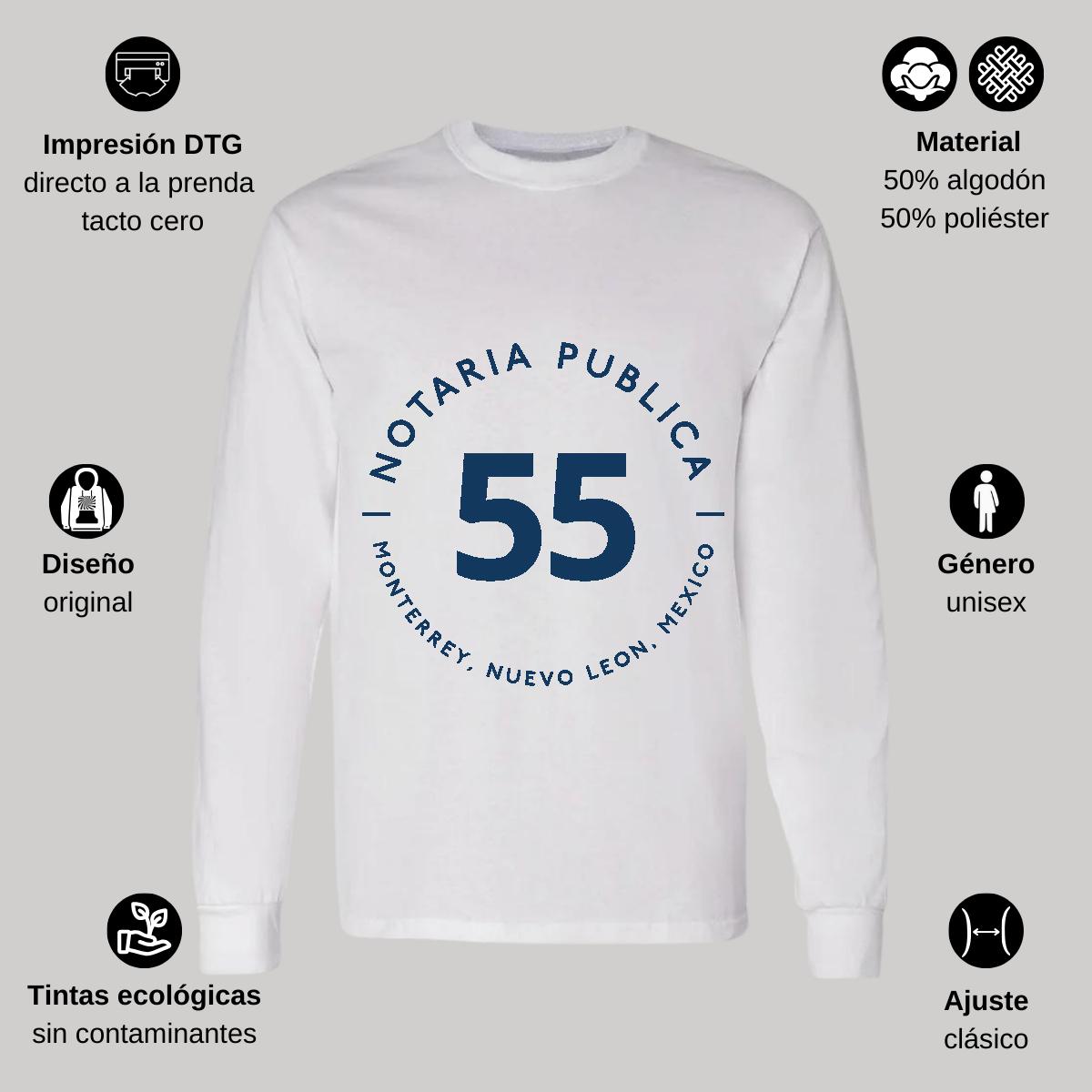 Playera Manga Larga Algodón Blanco Logo