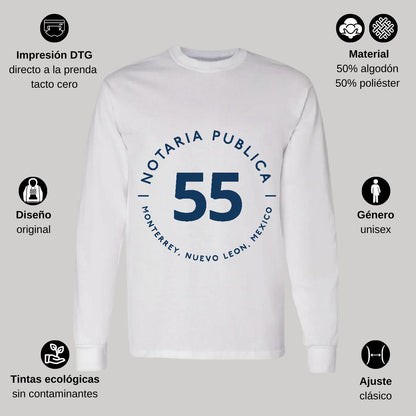 Playera Manga Larga Algodón Blanco Logo