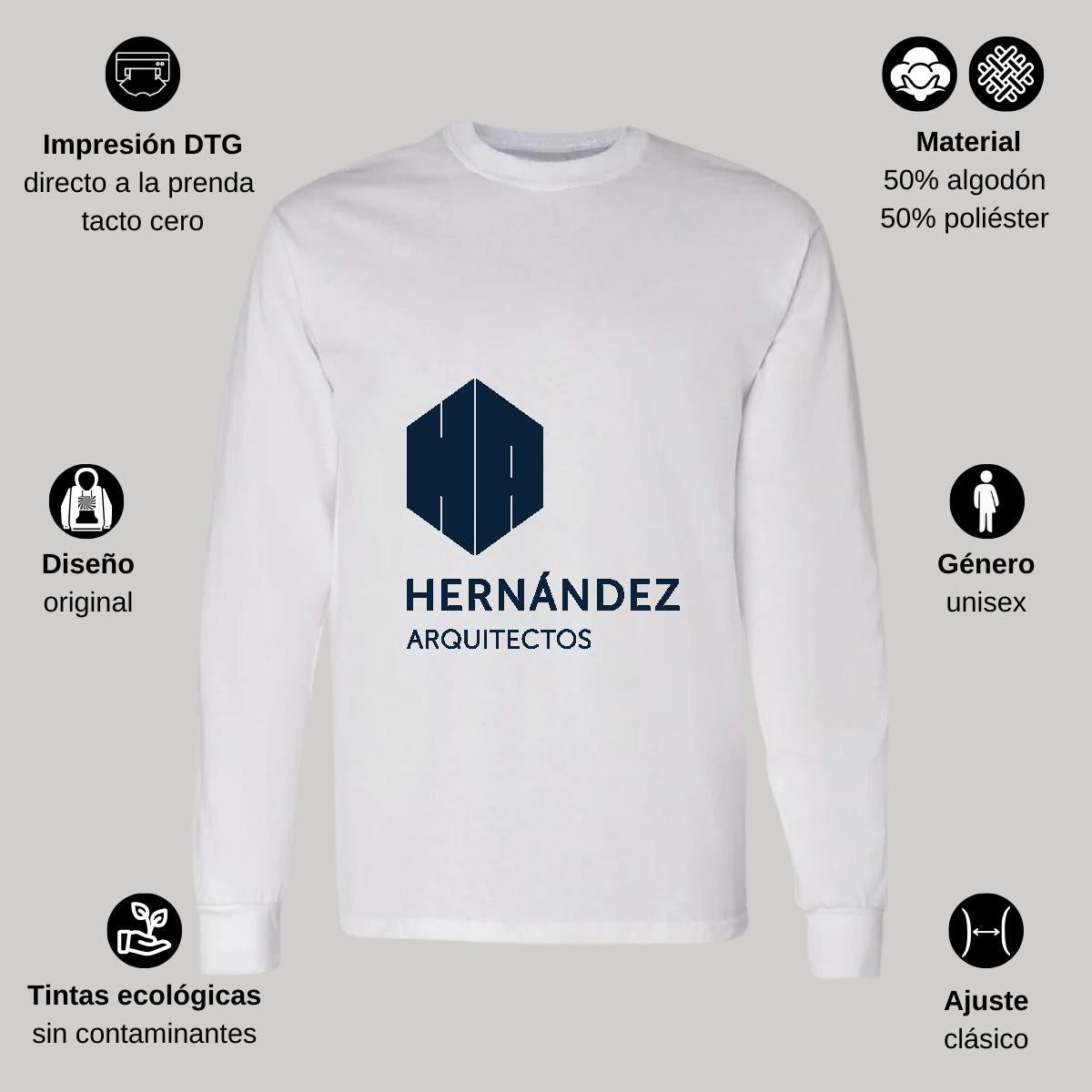 Playera Manga Larga Algodón Blanco Logo