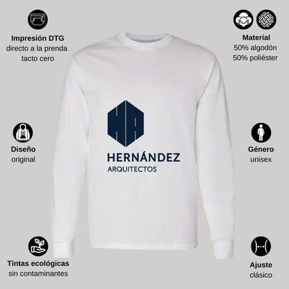 Playera Manga Larga Algodón Blanco Logo