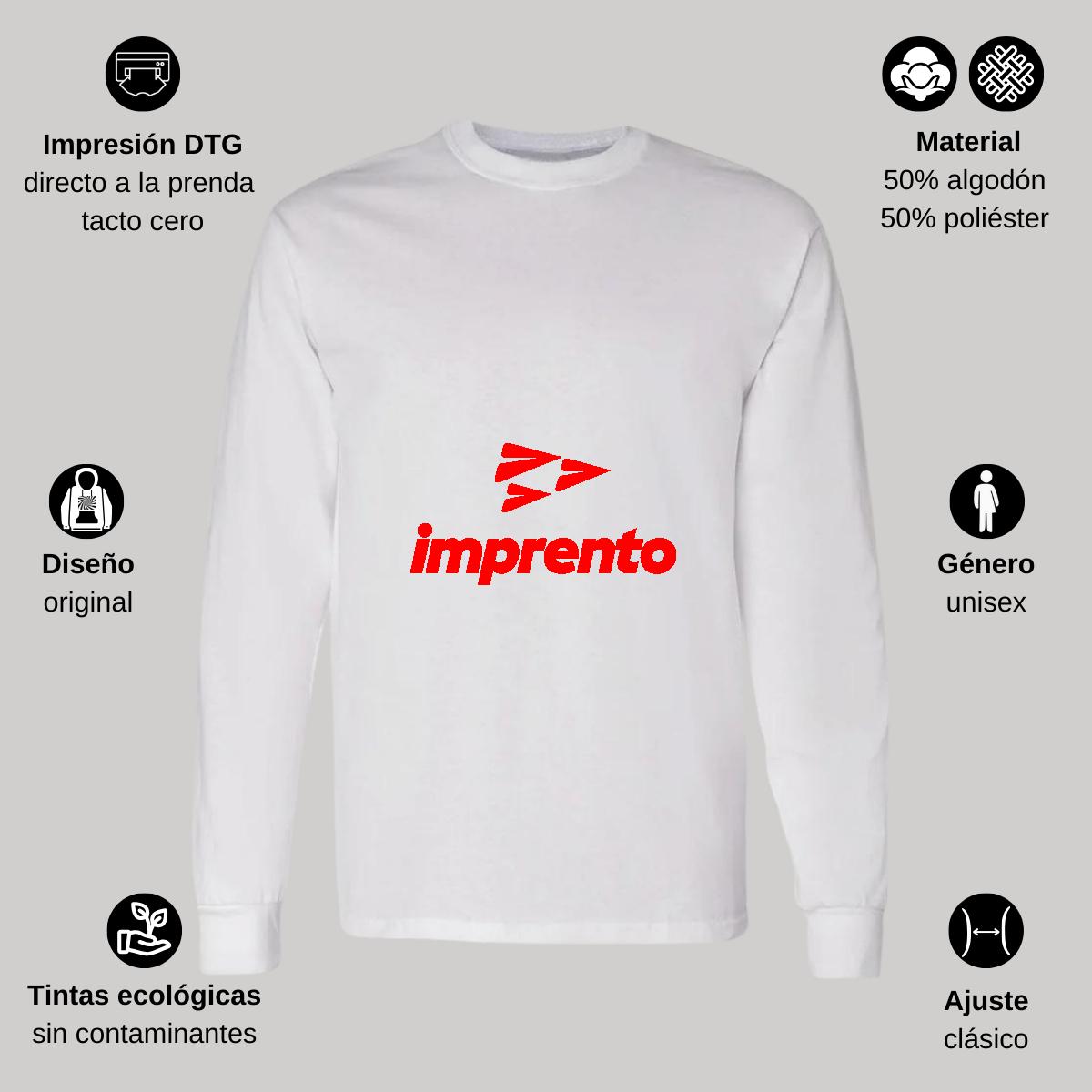 Playera Manga Larga Algodón Blanco Logo