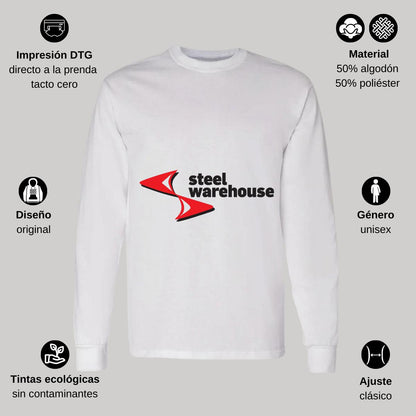 Playera Manga Larga Algodón Blanco Logo