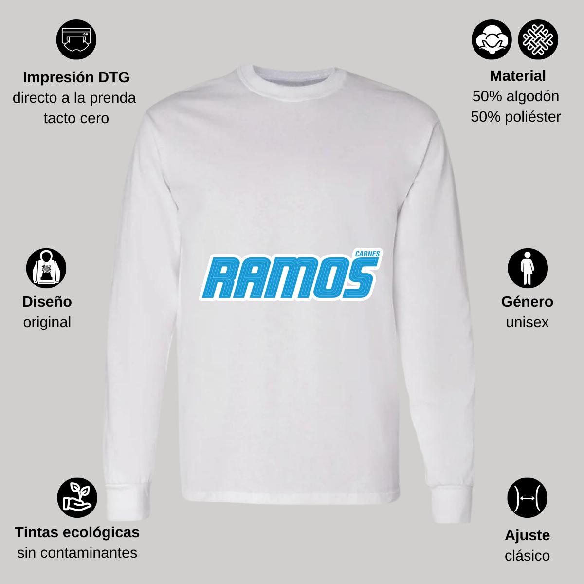 Playera Manga Larga Algodón Blanco Logo