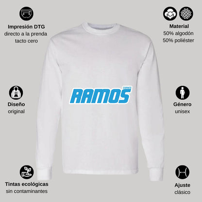 Playera Manga Larga Algodón Blanco Logo