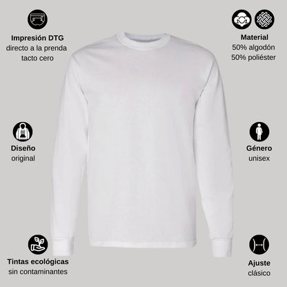Playera Manga Larga Algodón Blanco Logo
