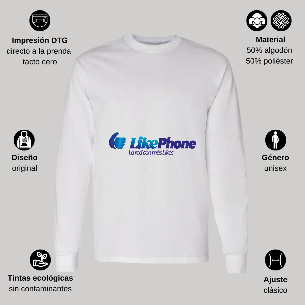 Playera Manga Larga Algodón Blanco Logo