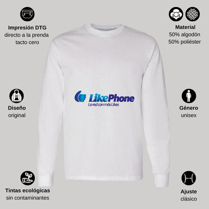 Playera Manga Larga Algodón Blanco Logo