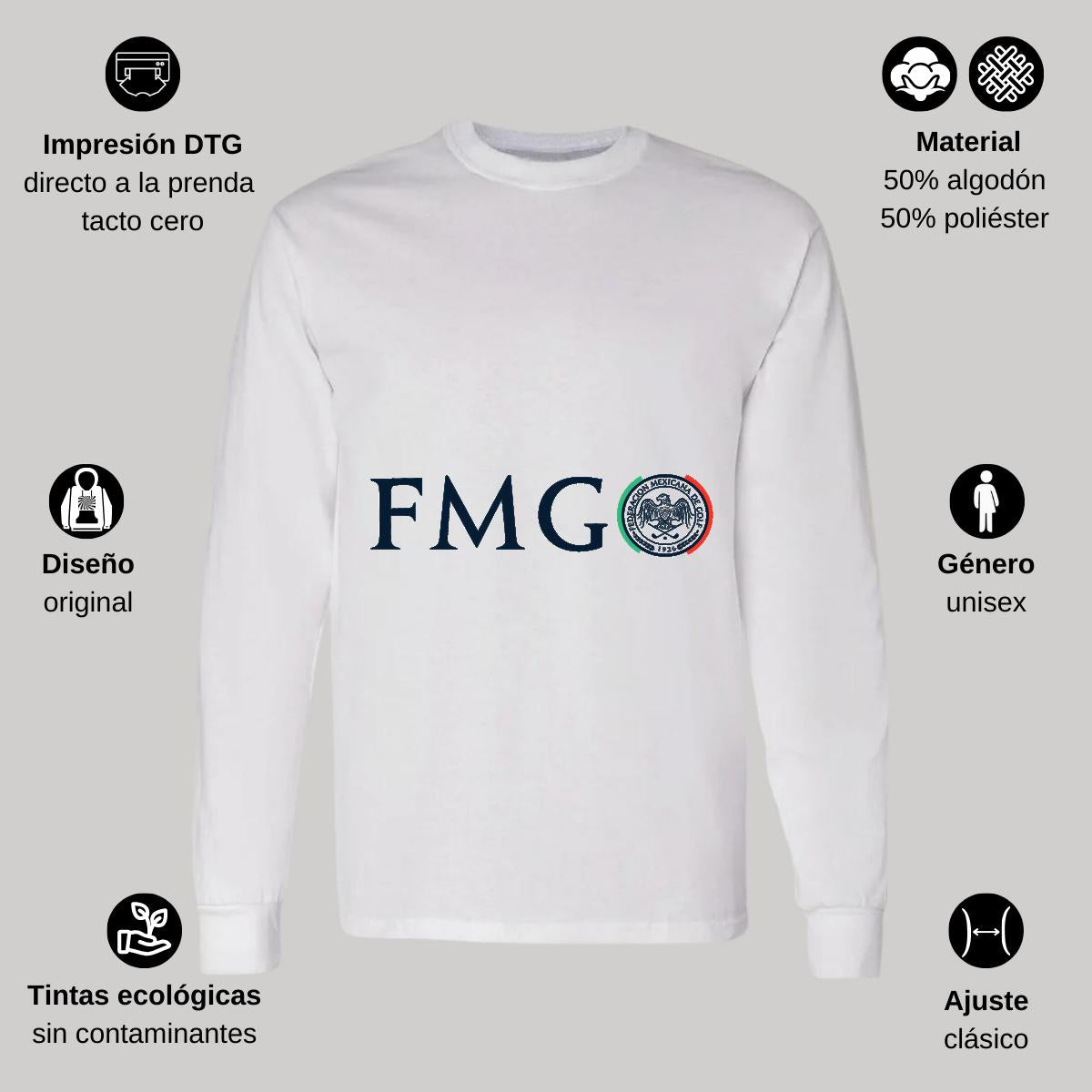 Playera Manga Larga Algodón Blanco Logo