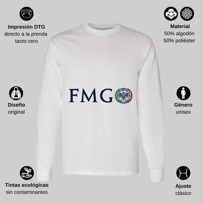 Playera Manga Larga Algodón Blanco Logo
