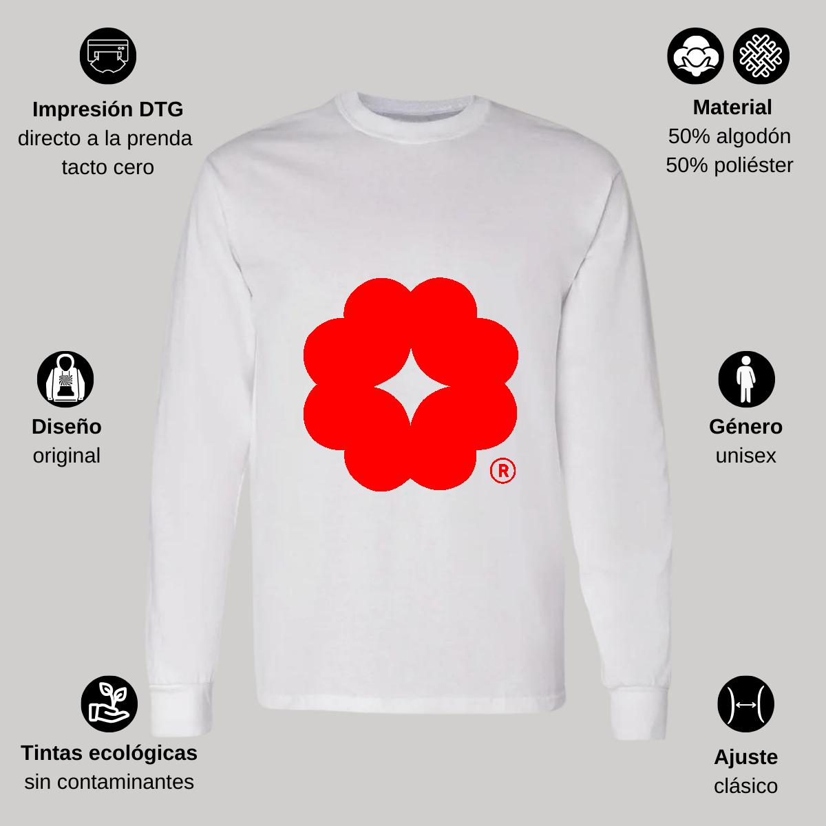 Playera Manga Larga Algodón Blanco Logo