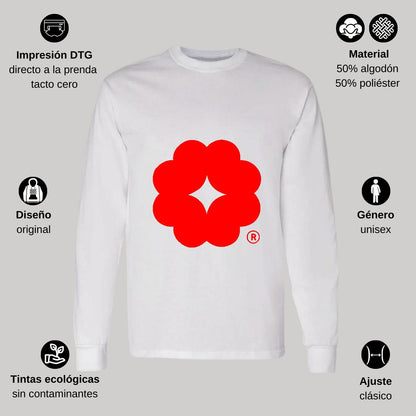 Playera Manga Larga Algodón Blanco Logo