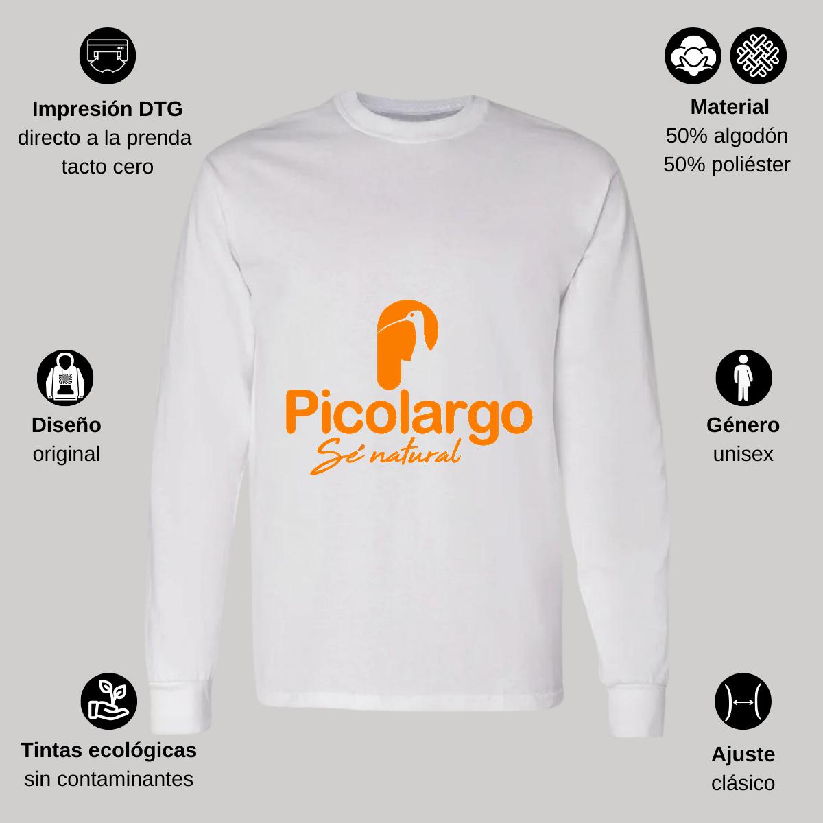 Playera Manga Larga Algodón Blanco Logo