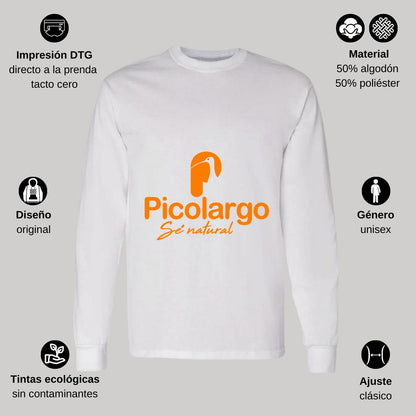 Playera Manga Larga Algodón Blanco Logo