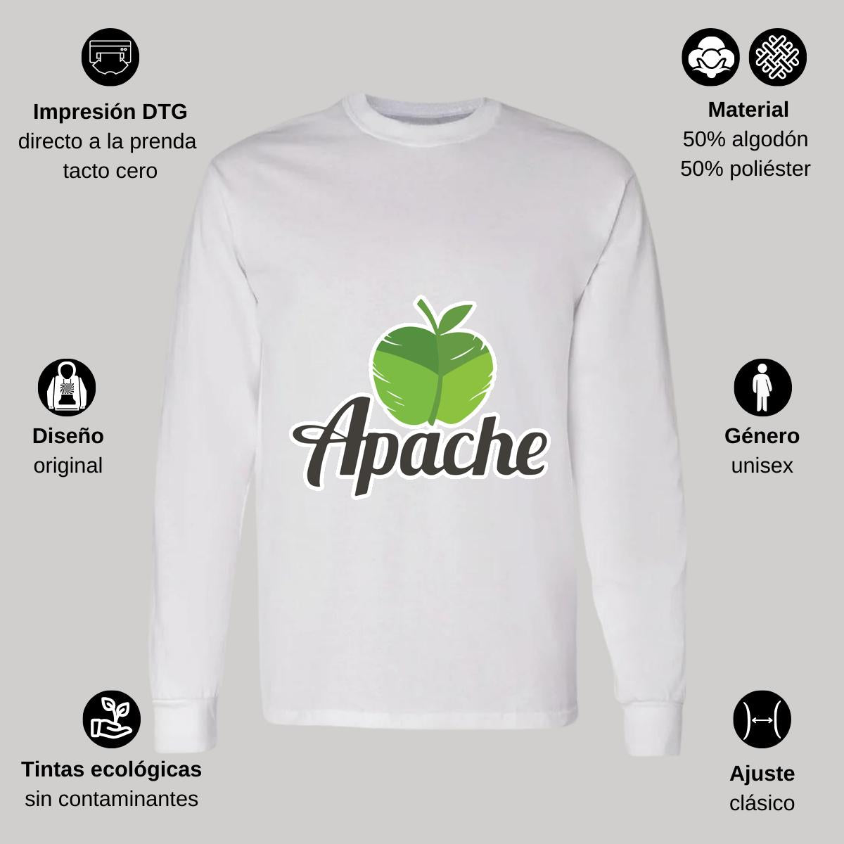 Playera Manga Larga Algodón Blanco Logo