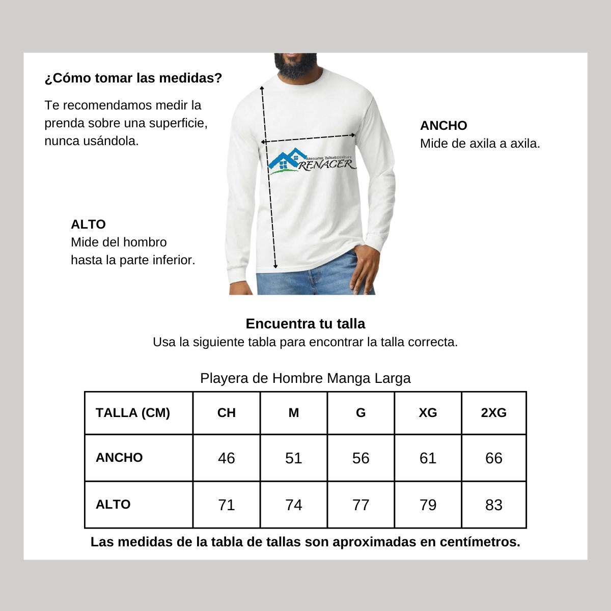 Playera Manga Larga Algodón Blanco Logo