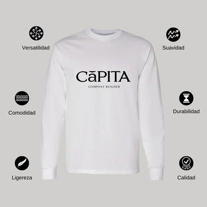 Playera Manga Larga Algodón Blanco Logo