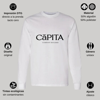 Playera Manga Larga Algodón Blanco Logo