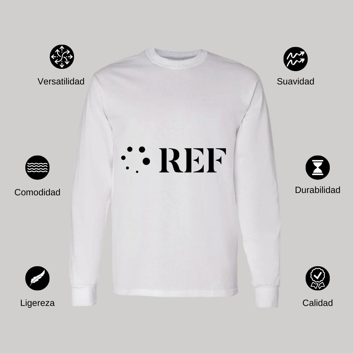 Playera Manga Larga Algodón Blanco Logo