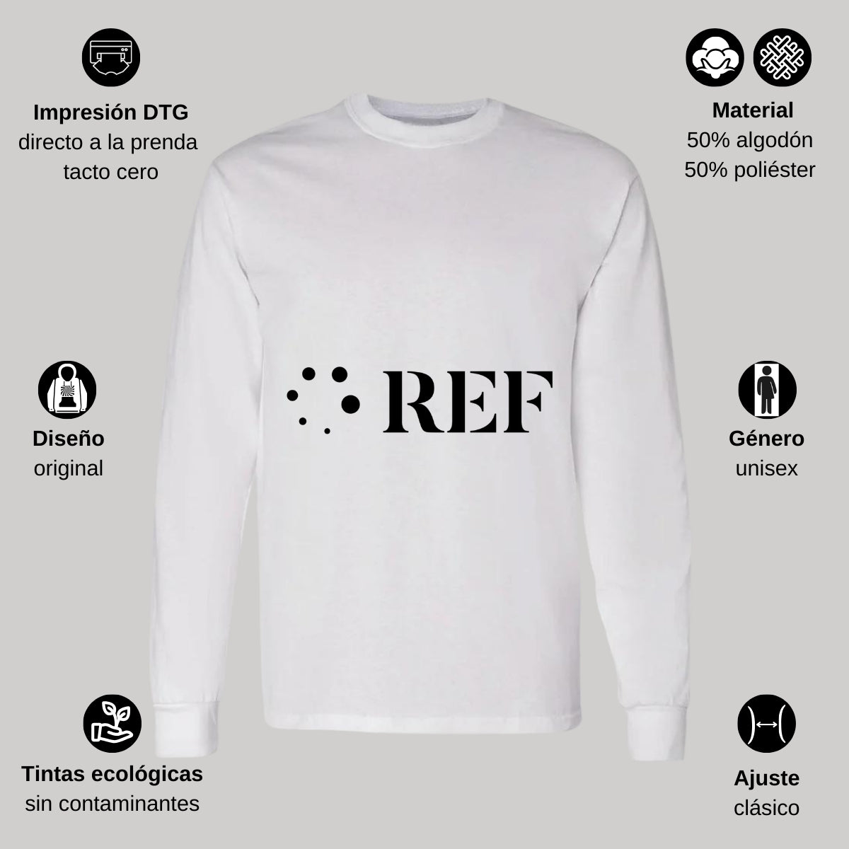 Playera Manga Larga Algodón Blanco Logo