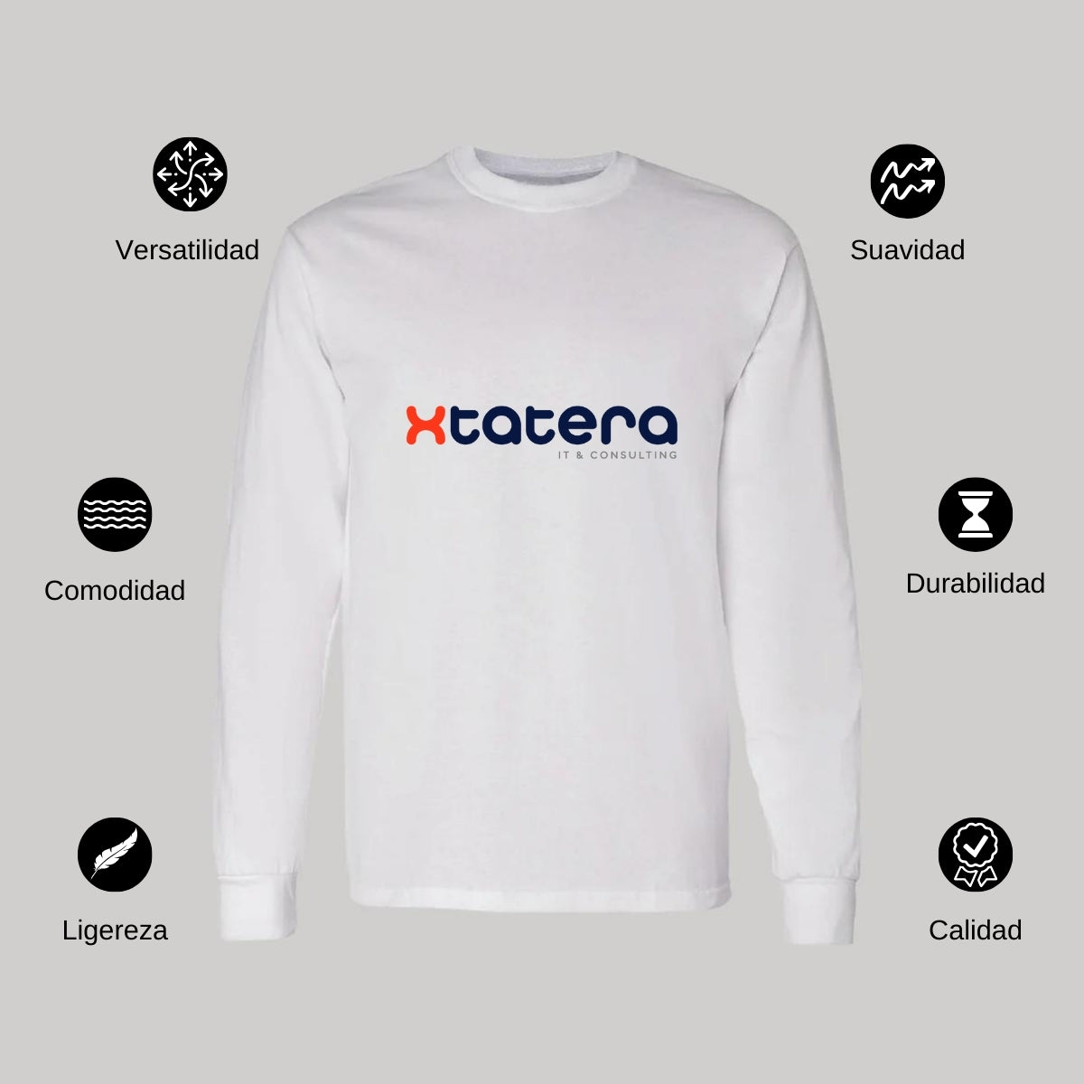 Playera Manga Larga Algodón Blanco Logo
