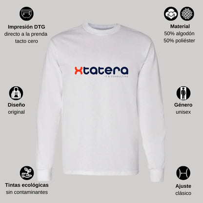 Playera Manga Larga Algodón Blanco Logo