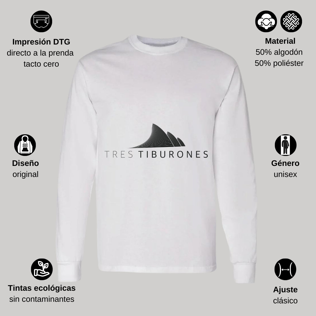 Playera Manga Larga Algodón Blanco Logo