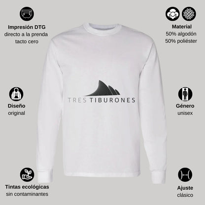 Playera Manga Larga Algodón Blanco Logo
