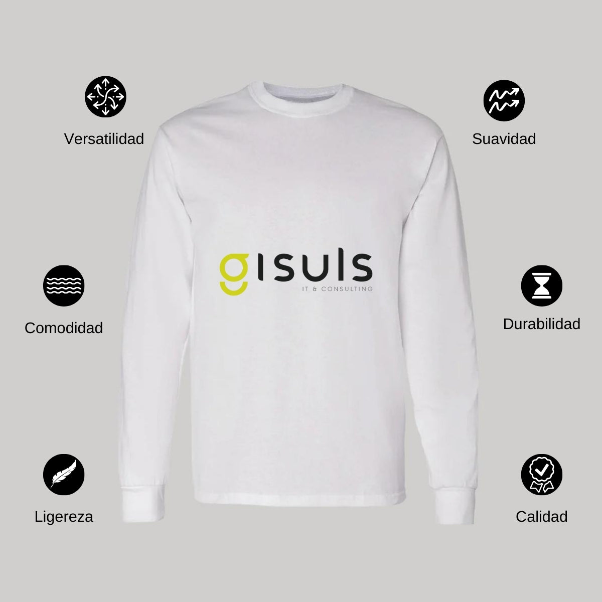 Playera Manga Larga Algodón Blanco Logo