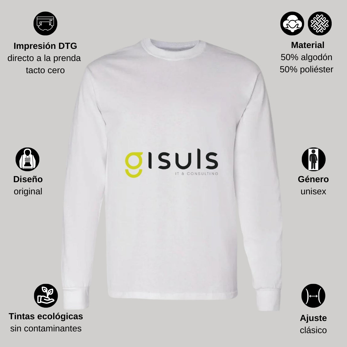 Playera Manga Larga Algodón Blanco Logo