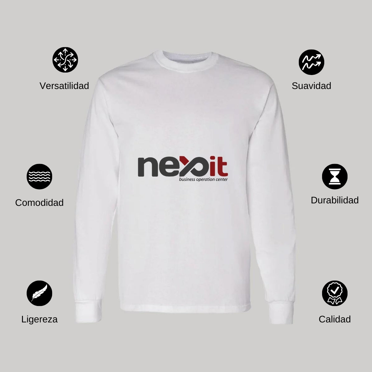 Playera Manga Larga Algodón Blanco Logo