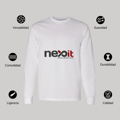 Playera Manga Larga Algodón Blanco Logo