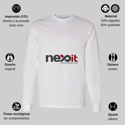 Playera Manga Larga Algodón Blanco Logo