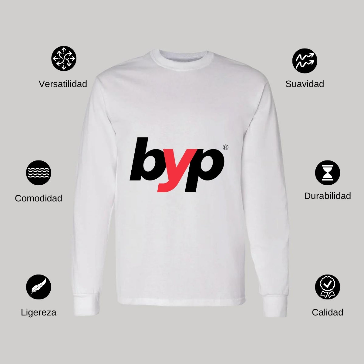 Playera Manga Larga Algodón Blanco Logo