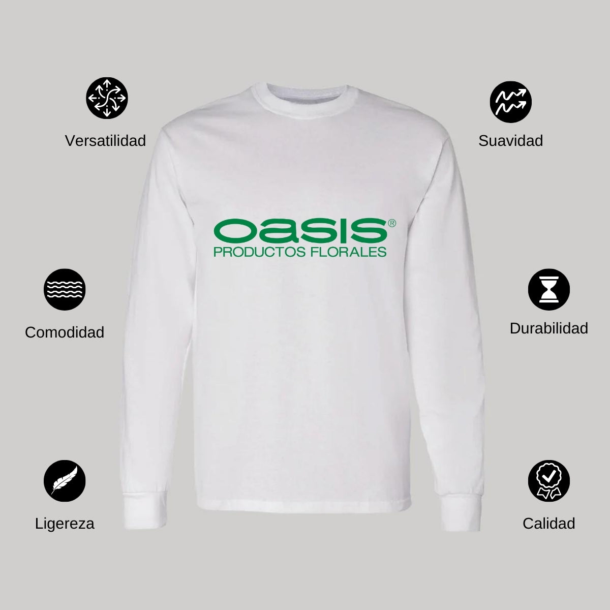 Playera Manga Larga Algodón Blanco Logo