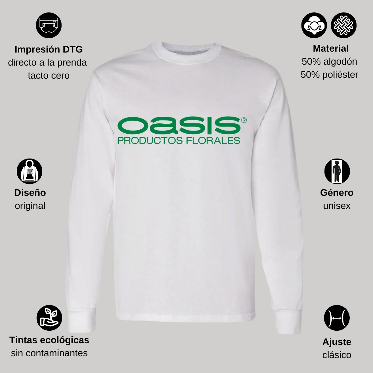 Playera Manga Larga Algodón Blanco Logo