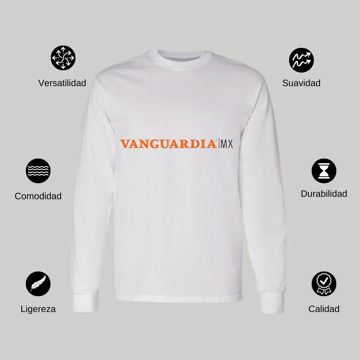 Playera Manga Larga Algodón Blanco Logo