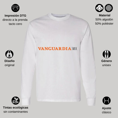 Playera Manga Larga Algodón Blanco Logo