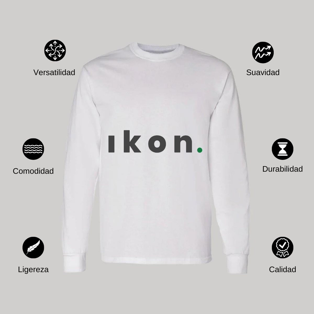 Playera Manga Larga Algodón Blanco Logo