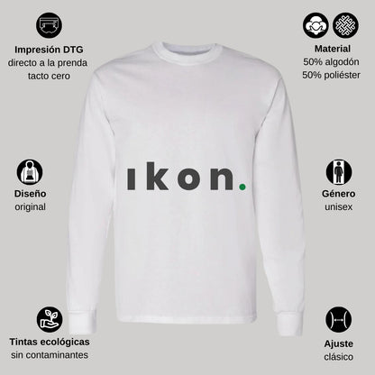 Playera Manga Larga Algodón Blanco Logo