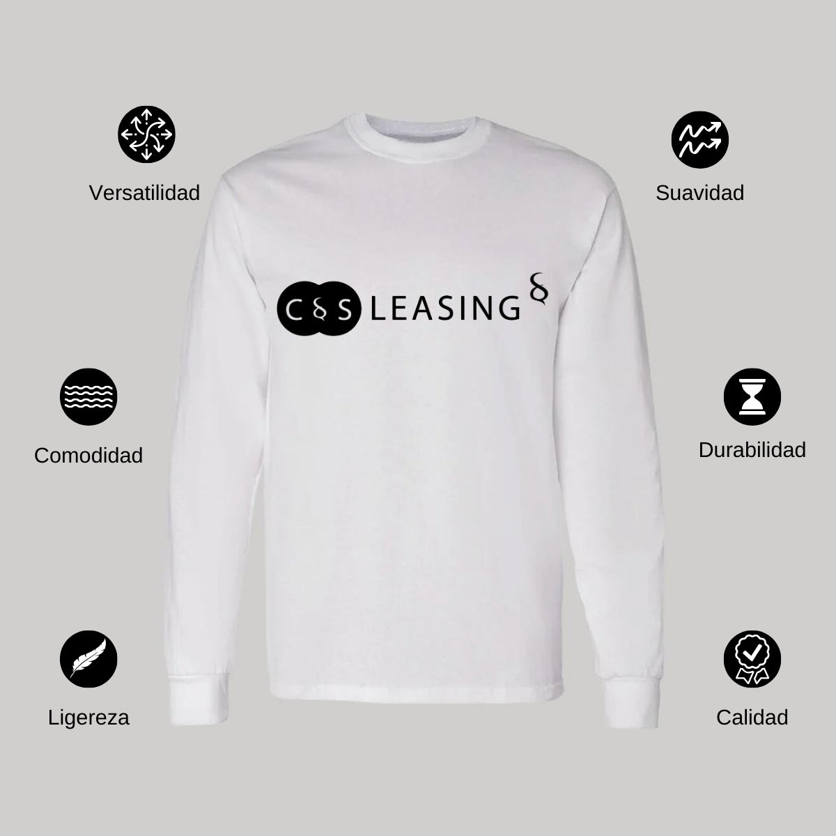Playera Manga Larga Algodón Blanco Logo