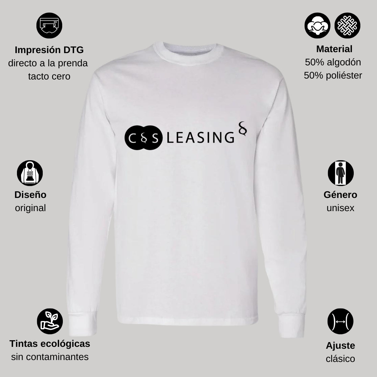Playera Manga Larga Algodón Blanco Logo